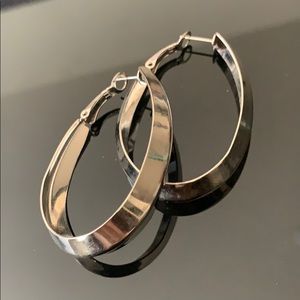 Silver metal colored hoop earrings